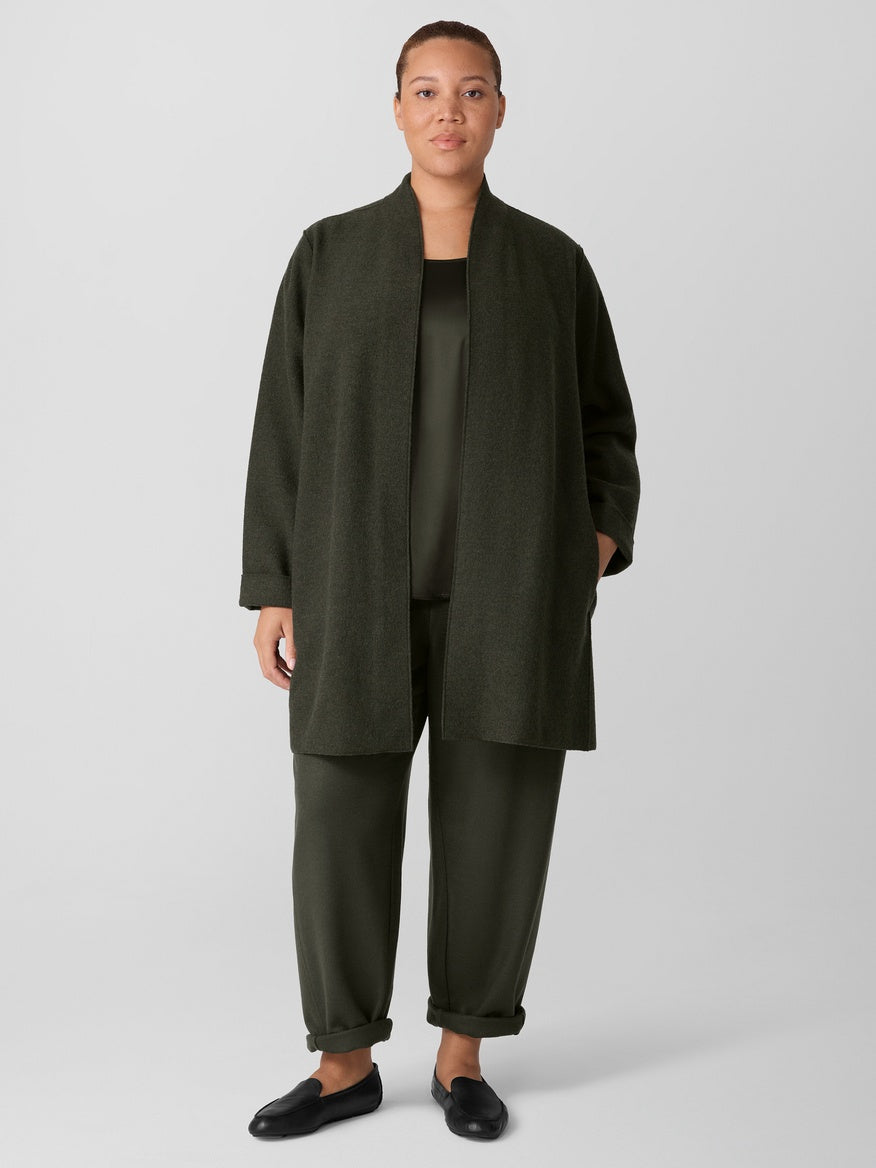 Eileen Fisher Lightweight Boiled Wool Hi Collar Jacket