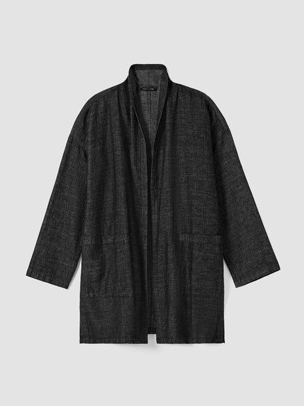 Eileen Fisher Tweedy Hemp Cotton Coat-Black