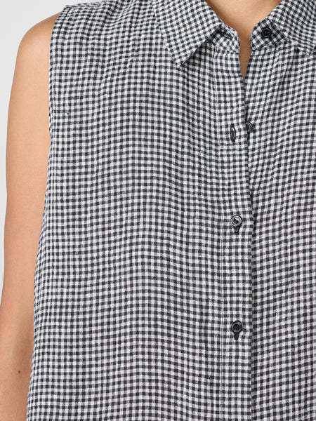 Eileen Fisher Puckered Linen Sleeveless Shirt
