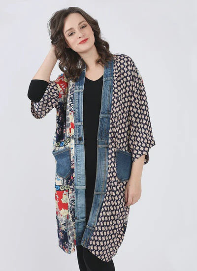 Shannon Passero Denim Patch Duster- Red Mix