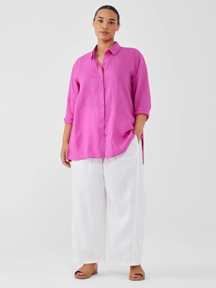 Eileen Fisher Organic Linen Classic Collar Shirt-Tulip