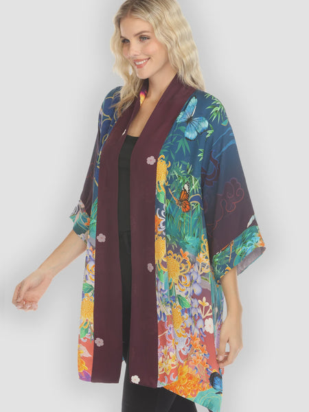 Citron Open Front Kimono- Chrysanthemum Gold Dream