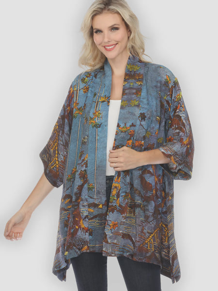 Citron Open Kimono-Flowers Over Water