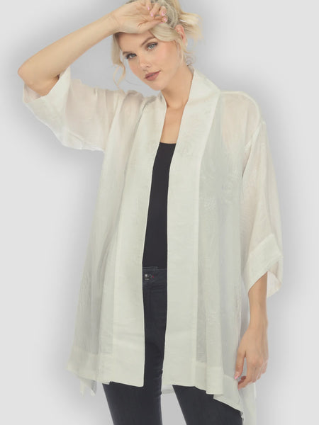 Citron Open Front Kimono-White