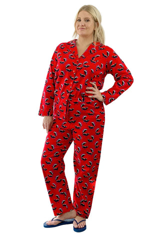 La Cera Flannel Pajama- Red Skunk