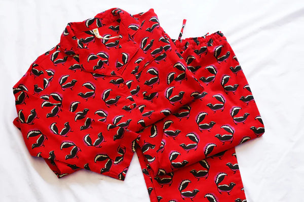 La Cera Flannel Pajama- Red Skunk