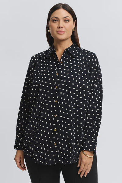 Foxcroft Haven Polka Dot Corduroy Shirt