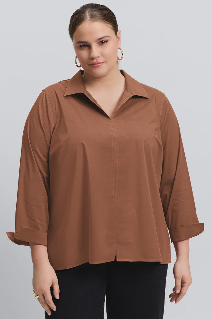 Foxcroft No-Iron Agnes Pullover- Macchiato