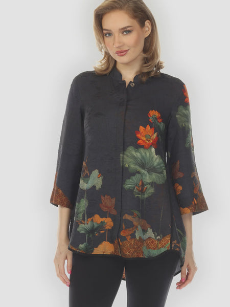 Citron Mandarin Tuck Shirt-Lotus Paradise