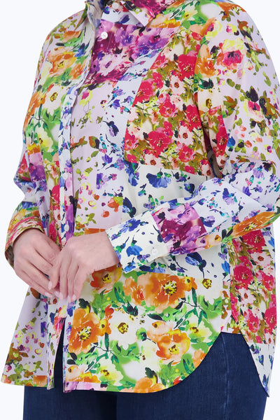 Foxcroft Meghan No Iron Floral Patchwork Blouse