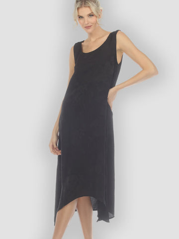 Citron Solid Silk Tank Dress- Black
