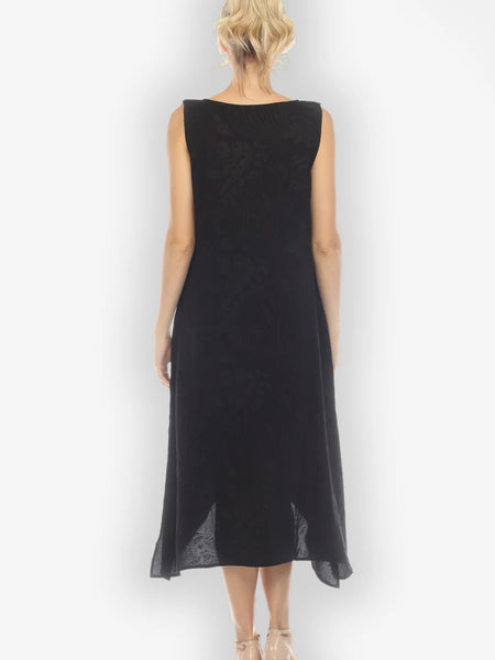 Citron Solid Silk Tank Dress- Black