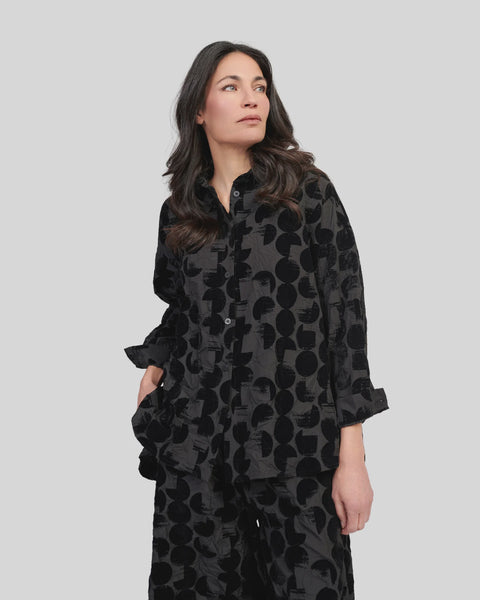 Alembika Flocked Oversized Shirt- Crescent