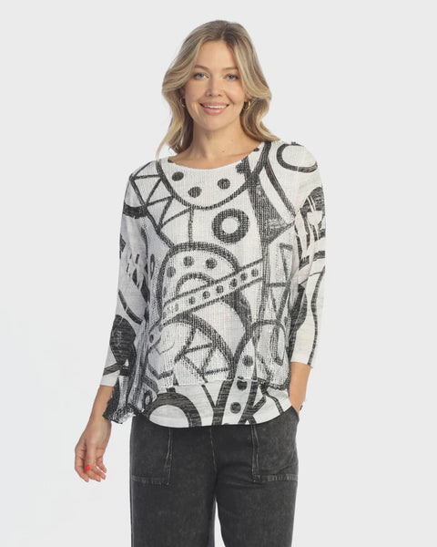 Jess and Jane Boucle Mesh Layered Top-Cay