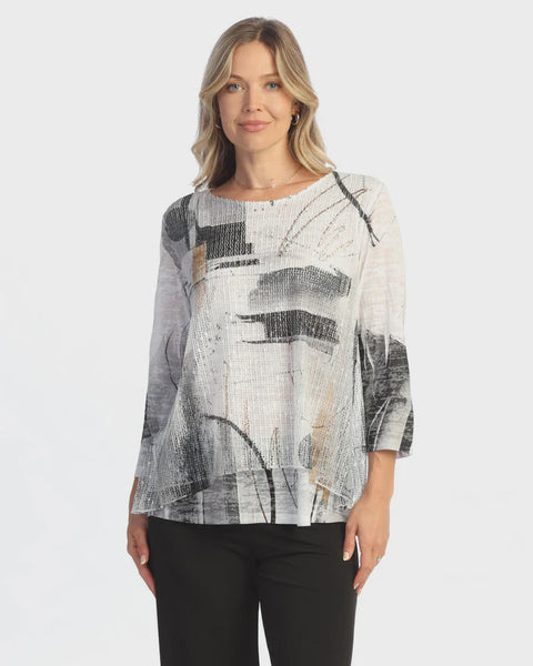 Jess and Jane Boucle Mesh Layered Top- Tango