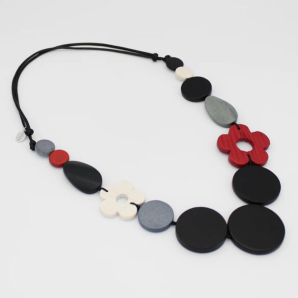 Sylca Black Petal Charm Necklace