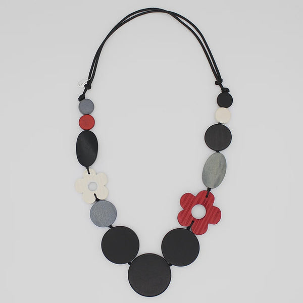 Sylca Black Petal Charm Necklace