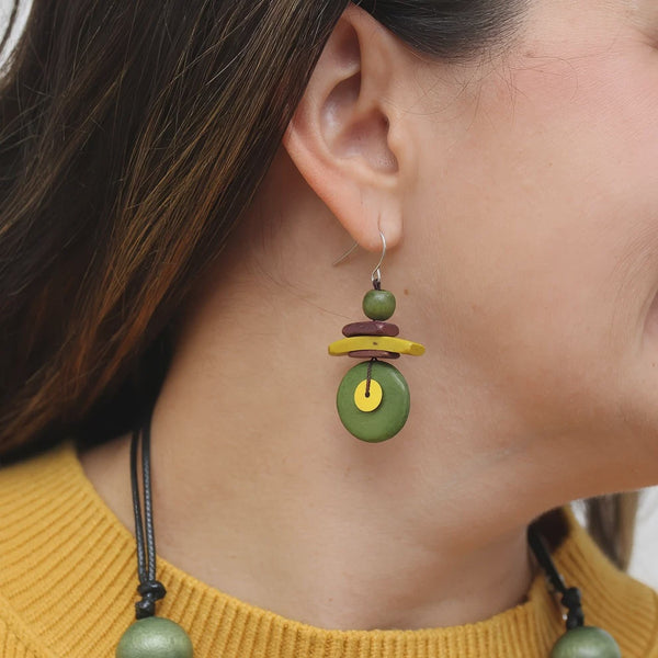 Sylca Assuta Earrings-Olive