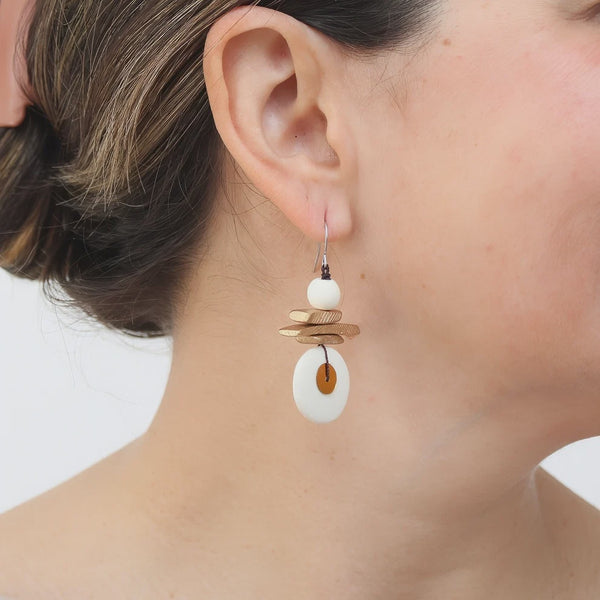Sylca Assuta Earrings-White/Gold