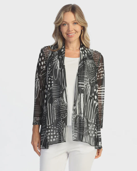 Jess and Jane Crepe Mesh Drape Cardigan-Zippy