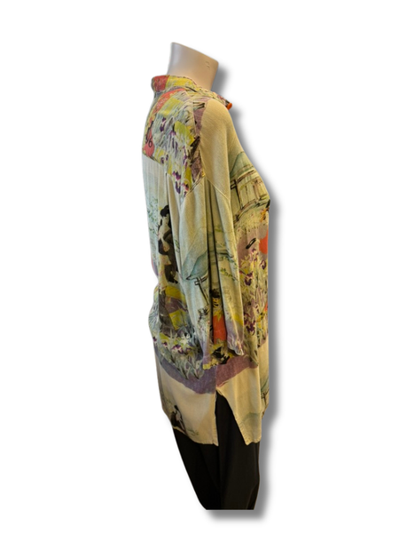 CSG 8P Citron Rayon Crepe Blouse-XL-FINAL SALE