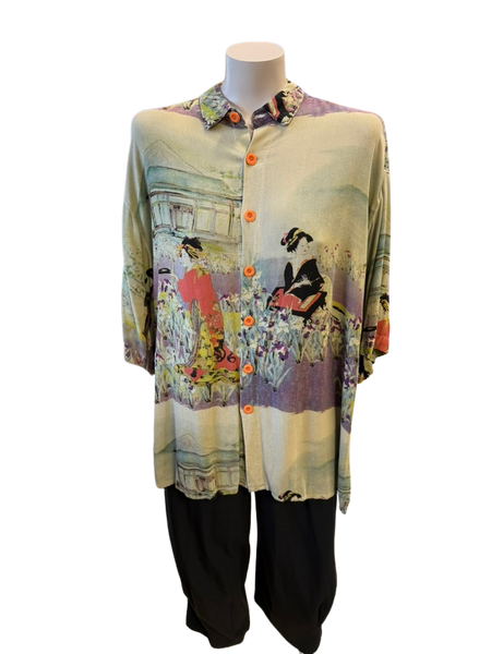 CSG 8P Citron Rayon Crepe Blouse-XL-FINAL SALE
