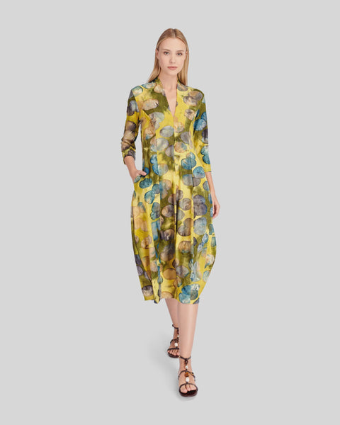 Alembika Saffron Cocoon Dress-Gold/Ocean Dots