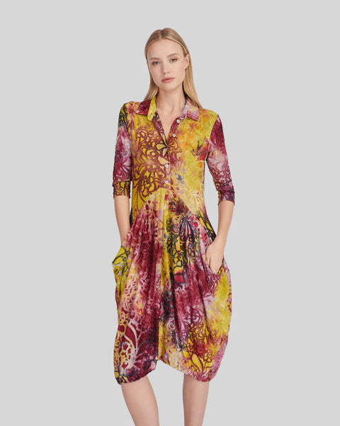 Alembika Tangled Drape Pocket Dress- Raspberry