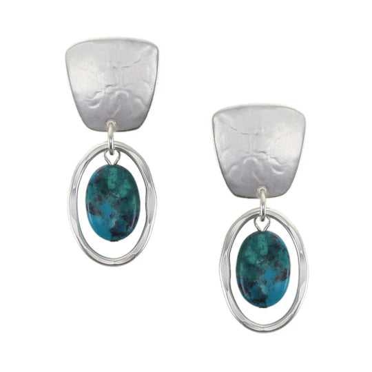 Marjorie Baer Tapered Square with Turquoise Clip Earring