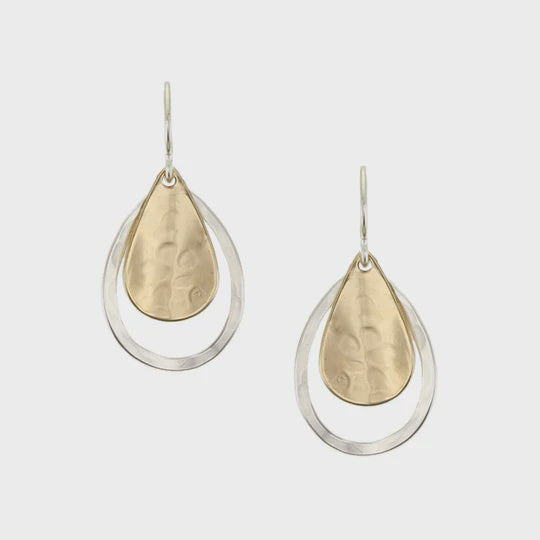 Marjorie Baer Curved Teardrop Dangle- Brass/Silver