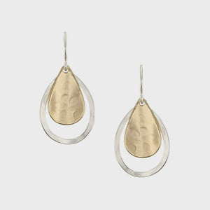 Marjorie Baer Curved Teardrop Dangle- Brass/Silver