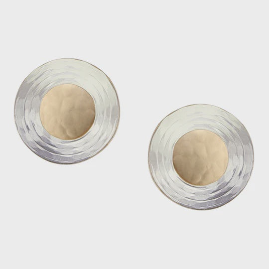 Marjorie Baer Textured Ring and Disc  Clip Earrings