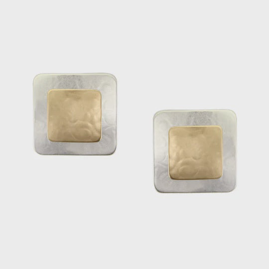 Marjorie Baer Stacked Squares Clip Earring