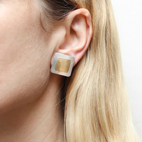 Marjorie Baer Stacked Squares Clip Earring