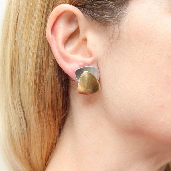 Marjorie Baer Medium Layered Triangles Post  Earrings