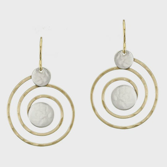 Marjorie Baer Brass Spiral with Sterling Silver Discs Earring