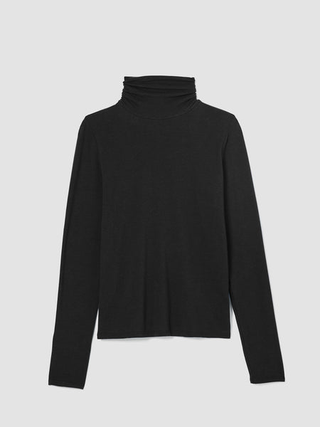 Eileen Fisher Sheer Turtleneck- Black