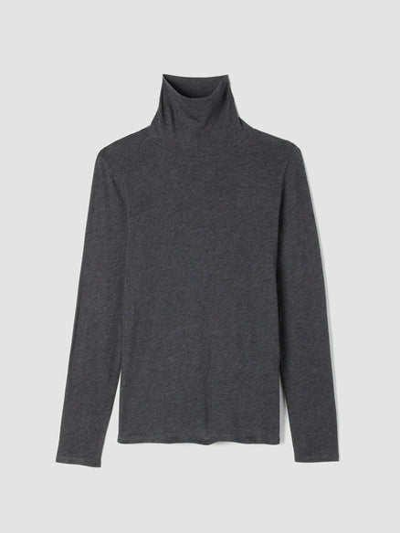 Eileen Fisher Sheer Turtle Neck-Charcoal