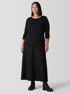 Eileen Fisher Sheer Knit Long Sleeve Tee-Black