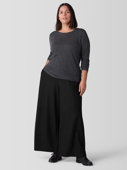 Eileen Fisher Sheer knit Long Sleeve Tee-Charcoal