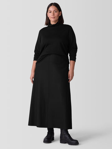 Eileen Fisher Felted Wool Jersey A-Line Skirt-Black