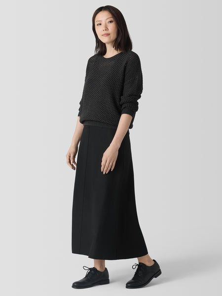 Eileen Fisher Felted Wool Jersey A-Line Skirt-Black