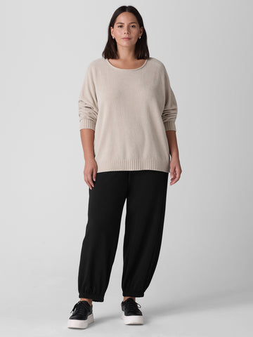 Eileen Fisher Cozy Brushed Ankle Lantern Jogger Pant - Black