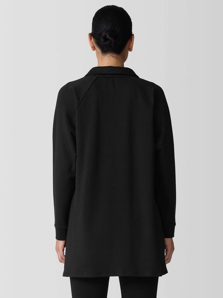 Eileen Fisher Cozy Brushed Terry Collar Top - Black