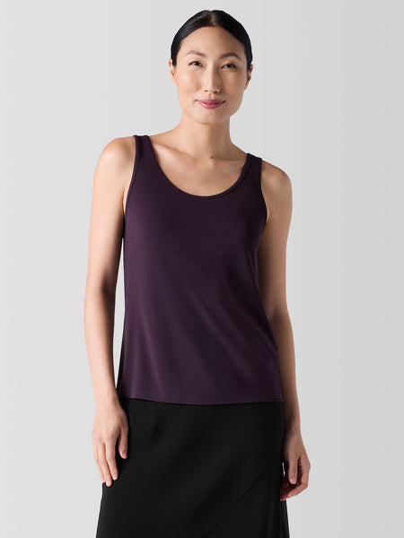 Eileen Fisher Stretch Silk Scoop Neck Tank - Violette