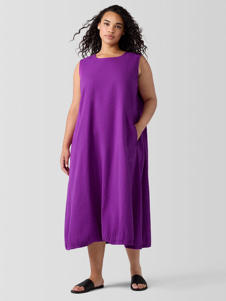 Eileen Fisher Cotton Ripple Lantern Dress - Heliotrope