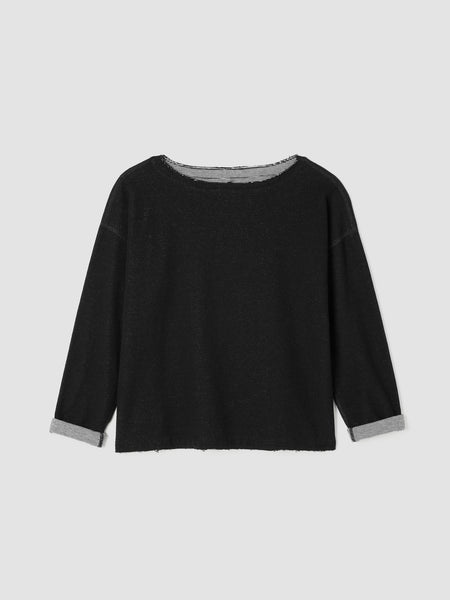 Eileen Fisher Reversible Box Top - Blk/Stripe