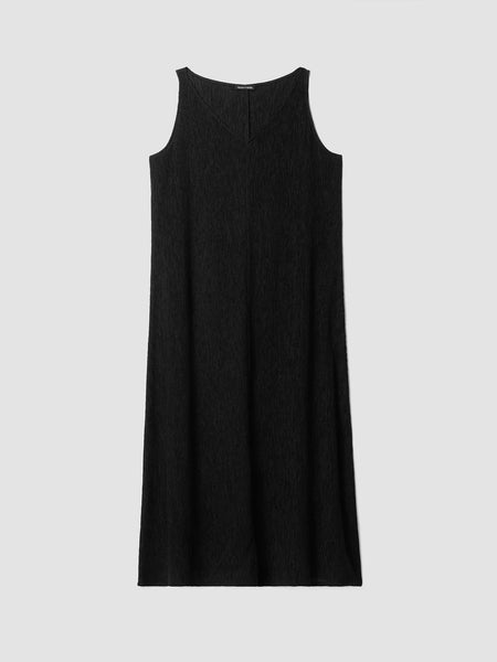 Eileen Fisher Plisse' V Neck Dress- Black