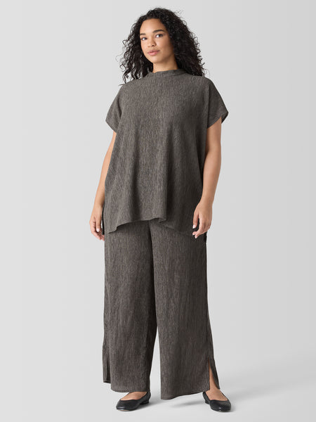 Eilleen Fisher Plisse' Wide Leg Pant- Taupe