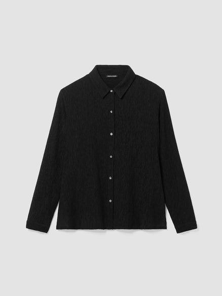 Eileen Fisher Plisse'  Button Blouse- Black